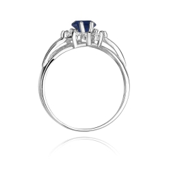 Pierścionek zaręczynowy z białego złota z szafirem i diamentami 0,30ct Fire Of Love
