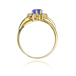 Pierścionek zaręczynowy z żółtego złota z tanzanitem i diamentami 0,30ct Fire Of Love
