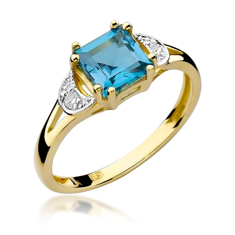 Pierścionek zaręczynowy z żółtego złota z topazem i diamentami 0,06ct Fire Of Love