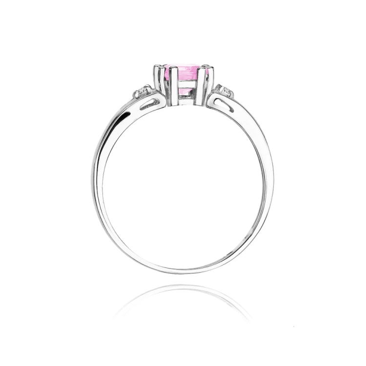 Pierścionek zaręczynowy z białego złota z różowym topazem i diamentami 0,03ct Fire Of Love