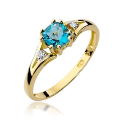 Pierścionek zaręczynowy z żółtego złota z topazem i diamentami 0,03ct Fire Of Love