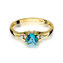 Pierścionek zaręczynowy z żółtego złota z topazem i diamentami 0,03ct Fire Of Love