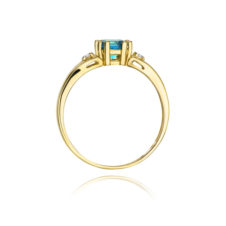 Pierścionek zaręczynowy z żółtego złota z topazem i diamentami 0,03ct Fire Of Love