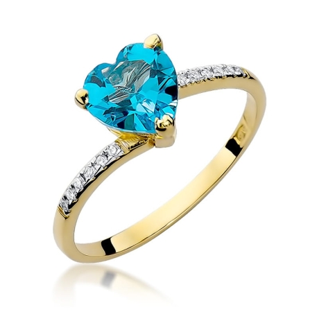 Przejdź do produktu Pierścionek zaręczynowy z żółtego złota z topazem i diamentami 0,06ct Fire Of Love