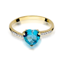 Pierścionek zaręczynowy z żółtego złota z topazem i diamentami 0,06ct Fire Of Love