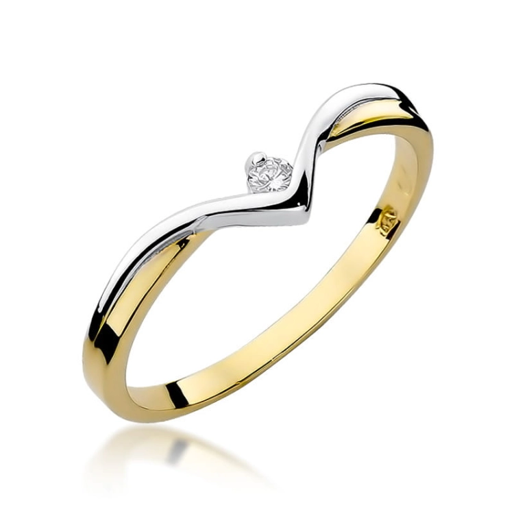 Pierścionek zaręczynowy z żółtego złota z diamentem 0,04ct Fire Of Love