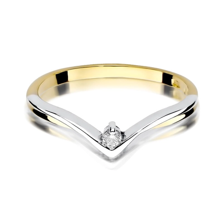 Pierścionek zaręczynowy z żółtego złota z diamentem 0,04ct Fire Of Love