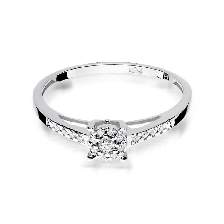 Pierścionek zaręczynowy z białego złota z diamentami 0,12ct Fire Of Love