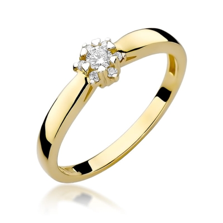 Przejdź do produktu Pierścionek zaręczynowy z żółtego złota z diamentami 0,15ct Fire Of Love