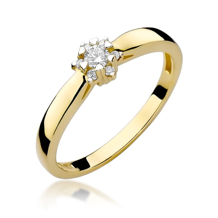 Pierścionek zaręczynowy z żółtego złota z diamentami 0,15ct Fire Of Love