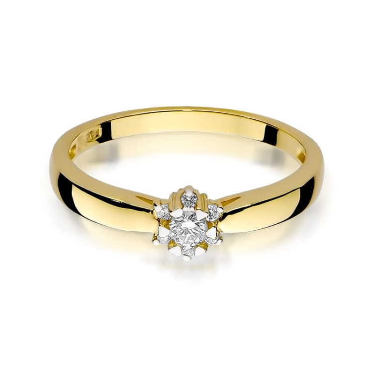 Pierścionek zaręczynowy z żółtego złota z diamentami 0,15ct Fire Of Love