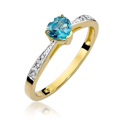 Pierścionek zaręczynowy z żółtego złota z topazem i diamentami 0,03ct Fire Of Love