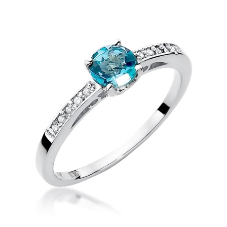 Przejdź do produktu Pierścionek zaręczynowy z białego złota z topazem i diamentami 0,05ct Fire Of Love 