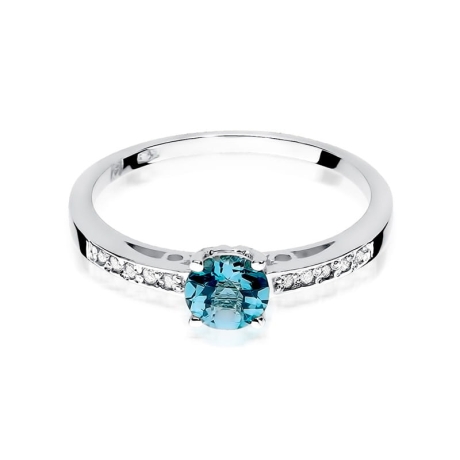 Przejdź do produktu Pierścionek zaręczynowy z białego złota z topazem i diamentami 0,05ct Fire Of Love 