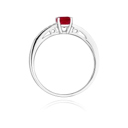 Pierścionek zaręczynowy z białego złota z rubinem i diamentami 0,05ct Fire Of Love