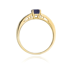 Pierścionek zaręczynowy z żółtego złota z szafirem i diamentami 0,05ct Fire Of Love
