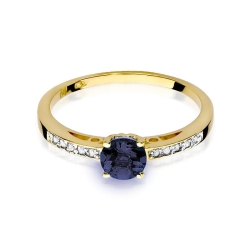 Pierścionek zaręczynowy z żółtego złota z szafirem i diamentami 0,05ct Fire Of Love