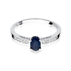 Pierścionek zaręczynowy z białego złota z szafirem i diamentami 0,05ct Fire Of Love