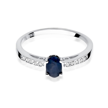 Przejdź do produktu Pierścionek zaręczynowy z białego złota z szafirem i diamentami 0,05ct Fire Of Love 