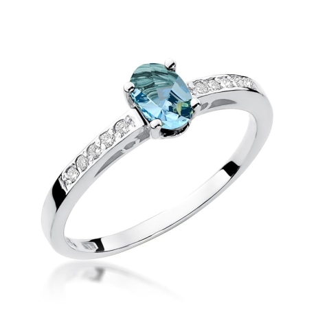 Przejdź do produktu Pierścionek zaręczynowy z białego złota z topazem i diamentami 0,05ct Fire Of Love