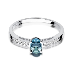 Pierścionek zaręczynowy z białego złota z topazem i diamentami 0,05ct Fire Of Love