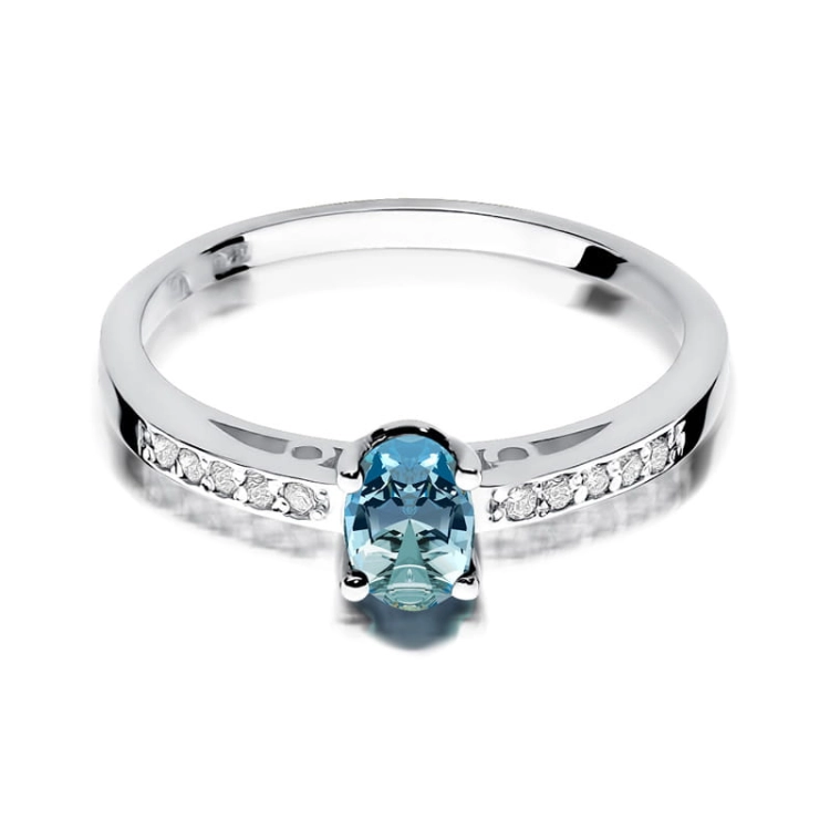 Pierścionek zaręczynowy z białego złota z topazem i diamentami 0,05ct Fire Of Love