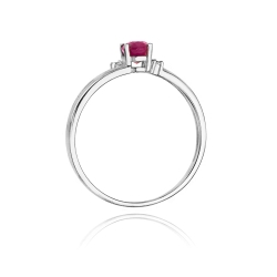 Pierścionek zaręczynowy z białego złota z rubinem i diamentami 0,03ct Fire Of Love