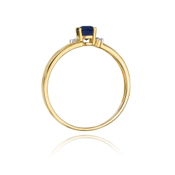 Pierścionek zaręczynowy z żółtego złota z szafirem i diamentami 0,03ct Fire Of Love