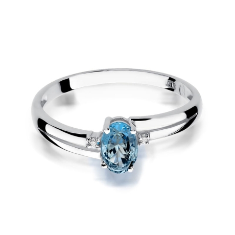 Przejdź do produktu Pierścionek zaręczynowy z białego złota z topazem i diamentami 0,03ct Fire Of Love