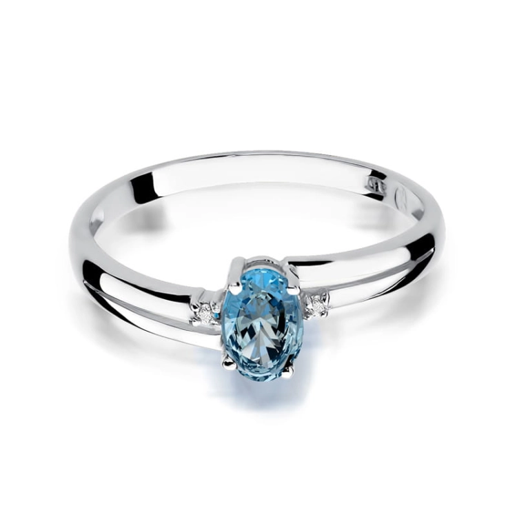 Pierścionek zaręczynowy z białego złota z topazem i diamentami 0,03ct Fire Of Love