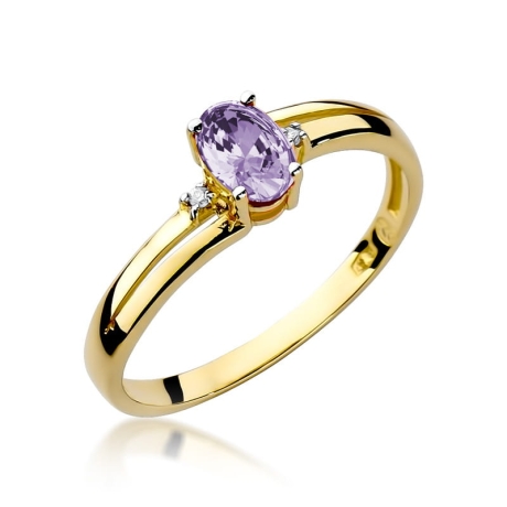 Przejdź do produktu Pierścionek zaręczynowy z żółtego złota z tanzanitem i diamentami 0,03ct Fire Of Love