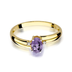 Pierścionek zaręczynowy z żółtego złota z tanzanitem i diamentami 0,03ct Fire Of Love