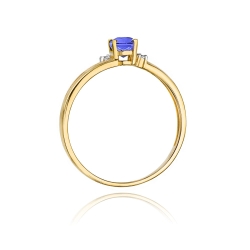 Pierścionek zaręczynowy z żółtego złota z tanzanitem i diamentami 0,03ct Fire Of Love
