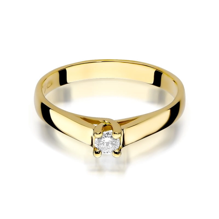 Pierścionek zaręczynowy z żółtego złota z diamentem 0,10ct Fire Of Love