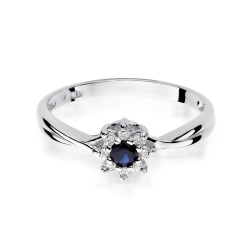 Pierścionek zaręczynowy z białego złota z szafirem i diamentami 0,12ct Fire Of Love