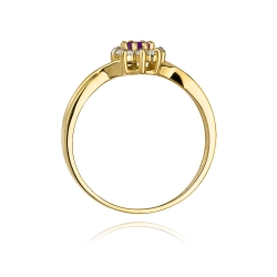 Pierścionek zaręczynowy z żółtego złota z ametystem i diamentami 0,12ct Fire Of Love