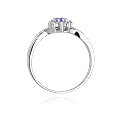 Pierścionek zaręczynowy z białego złota z tanzanitem i diamentami 0,12ct Fire Of Love