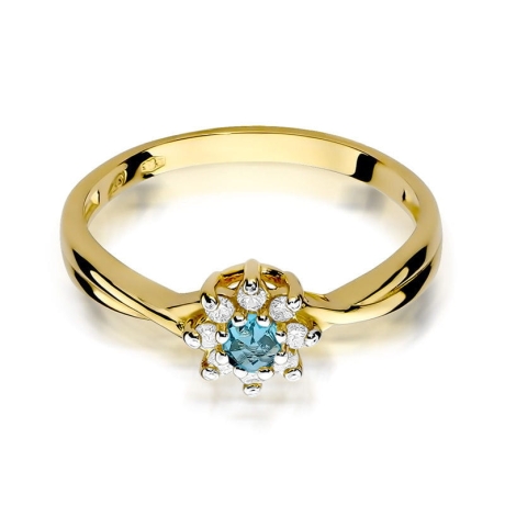 Przejdź do produktu Pierścionek zaręczynowy z żółtego złota z topazem i diamentami 0,12ct Fire Of Love 