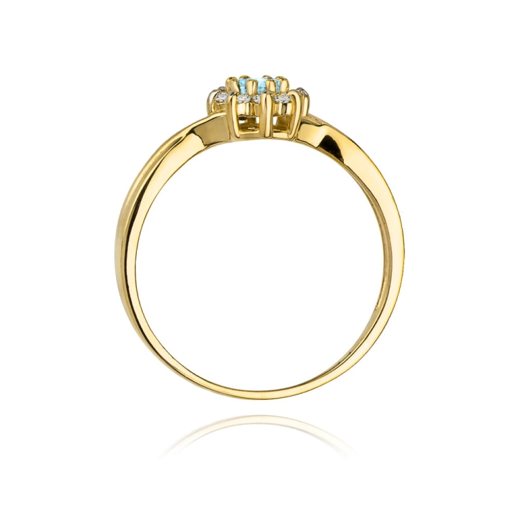 Pierścionek zaręczynowy z żółtego złota z topazem i diamentami 0,12ct Fire Of Love