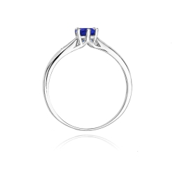 Pierścionek zaręczynowy z białego złota z tanzanitem i diamentami 0,01ct Fire Of Love