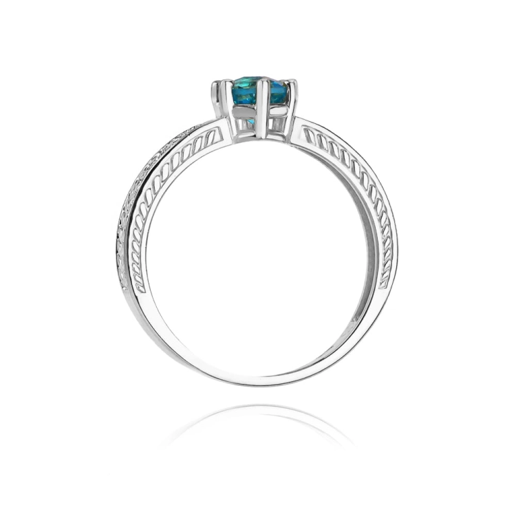 Pierścionek zaręczynowy z białego złota z topazem i diamentami 0,08ct Fire Of Love