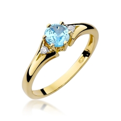Pierścionek zaręczynowy z żółtego złota z topazem i diamentami 0,03ct Fire Of Love