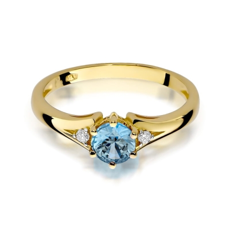 Przejdź do produktu Pierścionek zaręczynowy z żółtego złota z topazem i diamentami 0,03ct Fire Of Love 