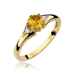 Pierścionek zaręczynowy z żółtego złota z cytrynem i diamentami 0,03ct Fire Of Love