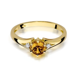 Pierścionek zaręczynowy z żółtego złota z cytrynem i diamentami 0,03ct Fire Of Love