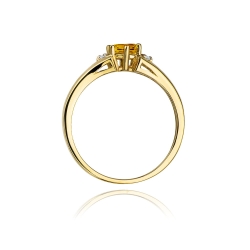 Pierścionek zaręczynowy z żółtego złota z cytrynem i diamentami 0,03ct Fire Of Love
