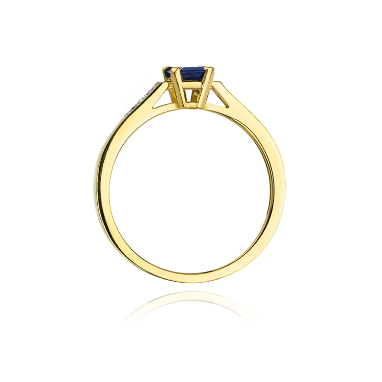 Pierścionek zaręczynowy z żółtego złota z szafirem i diamentami 0,04ct Fire Of Love