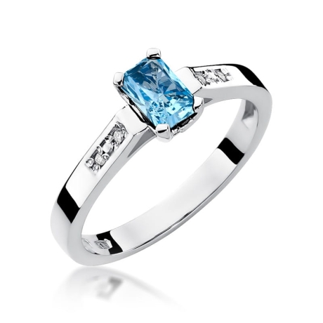 Przejdź do produktu Pierścionek zaręczynowy z białego złota z topazem i diamentami 0,04ct Fire Of Love 