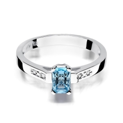 Pierścionek zaręczynowy z białego złota z topazem i diamentami 0,04ct Fire Of Love