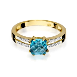 Pierścionek zaręczynowy z żółtego złota z topazem i diamentami 0,06ct Fire Of Love